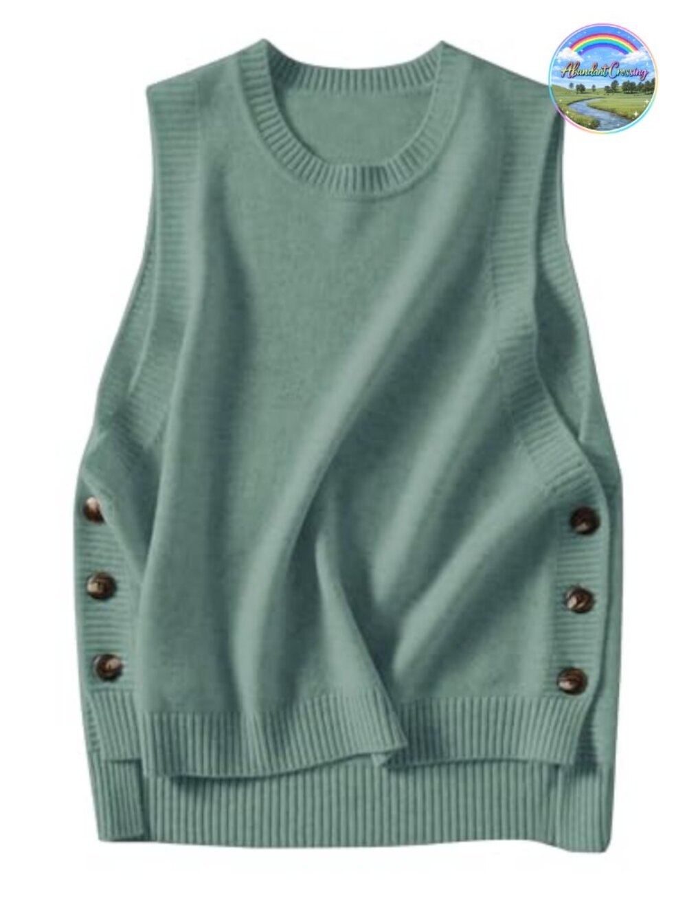 Ribbed Knit Sweater Vest Sleeveless Button Side Pullover